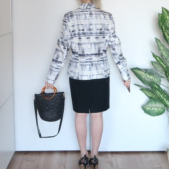 John Meyer White, Blue Grey Fitted Single Breasted Long Sleeve Blazer / Jacket - Picture 9 of 12